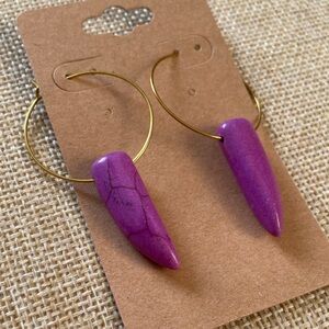 Purple Stone Hoop Earrings